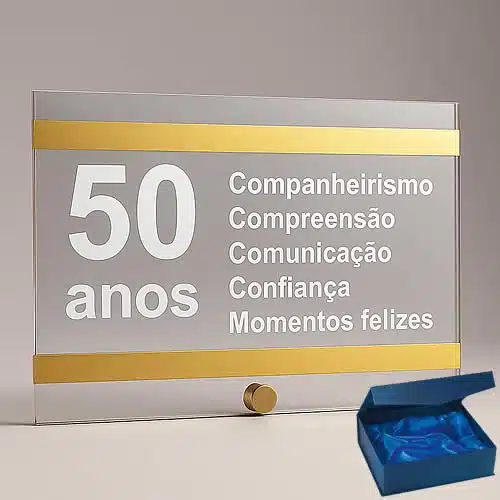 Bodas 50 anos – Placa comemorativa – em Acrílico